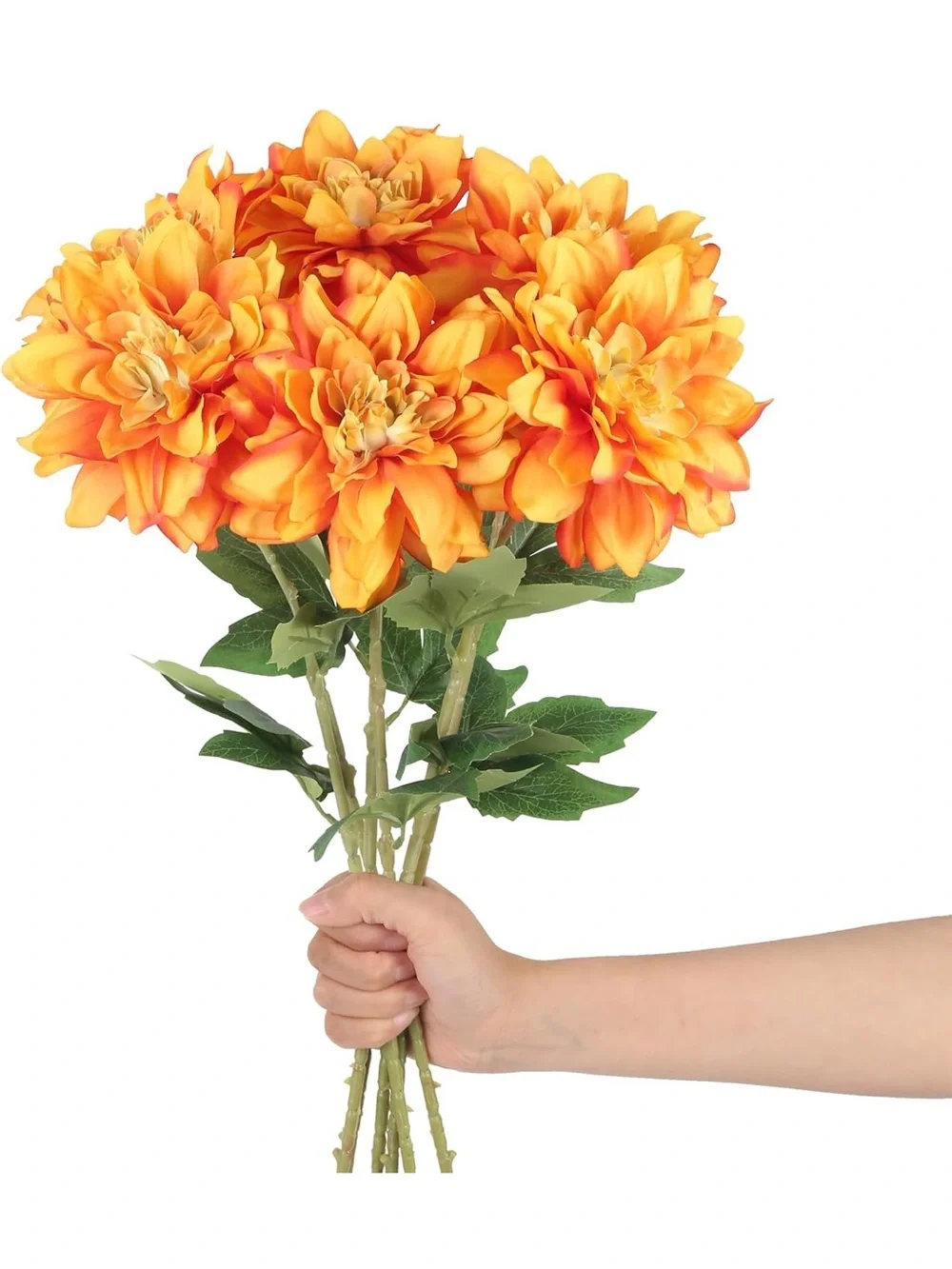 Artificial Dahlia Bouquet in Vibrant Orange instead of Six flowers NWT